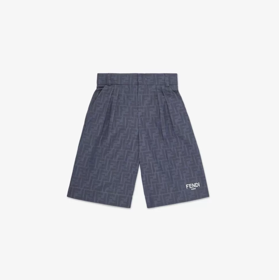 Bermuda Enfant En Chambray Bleu | Fendi Sale