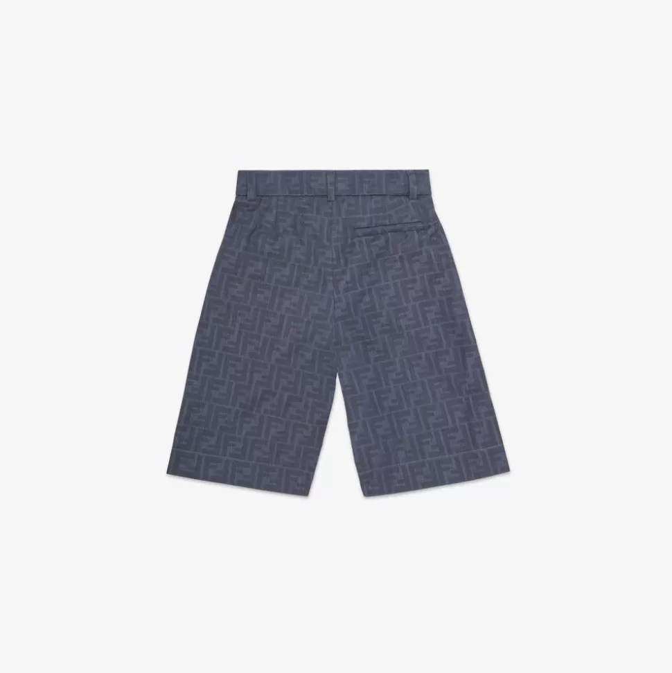 Bermuda Enfant En Chambray Bleu | Fendi Sale