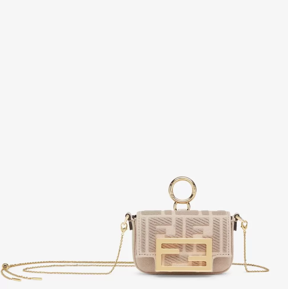 Bijou De Sac En Toile Beige Avec Broderie Ff | Fendi Online