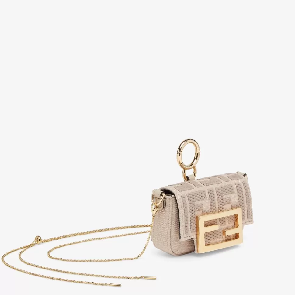 Bijou De Sac En Toile Beige Avec Broderie Ff | Fendi Online