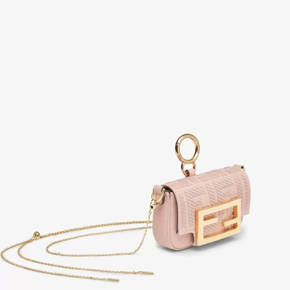 Bijou De Sac En Toile Rose Avec Broderie Ff | Fendi Store