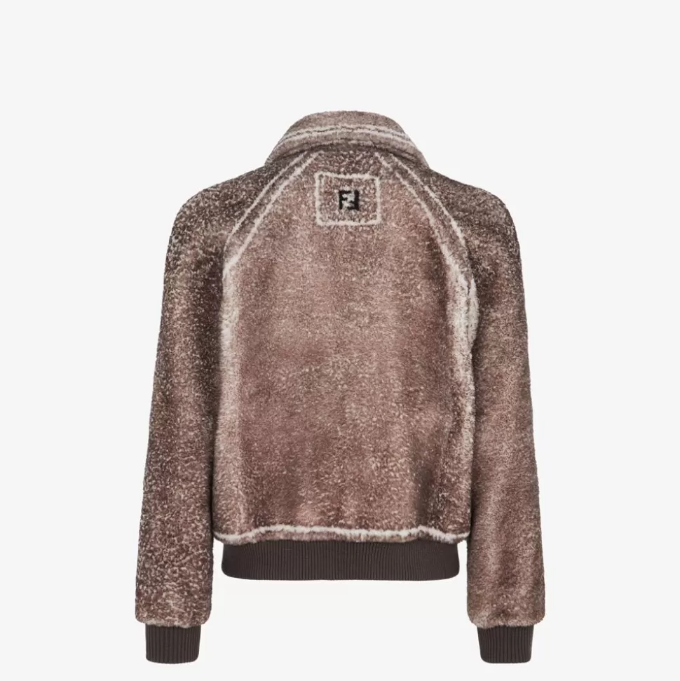 Blouson Bomber En Peau De Mouton Beige | Fendi Shop