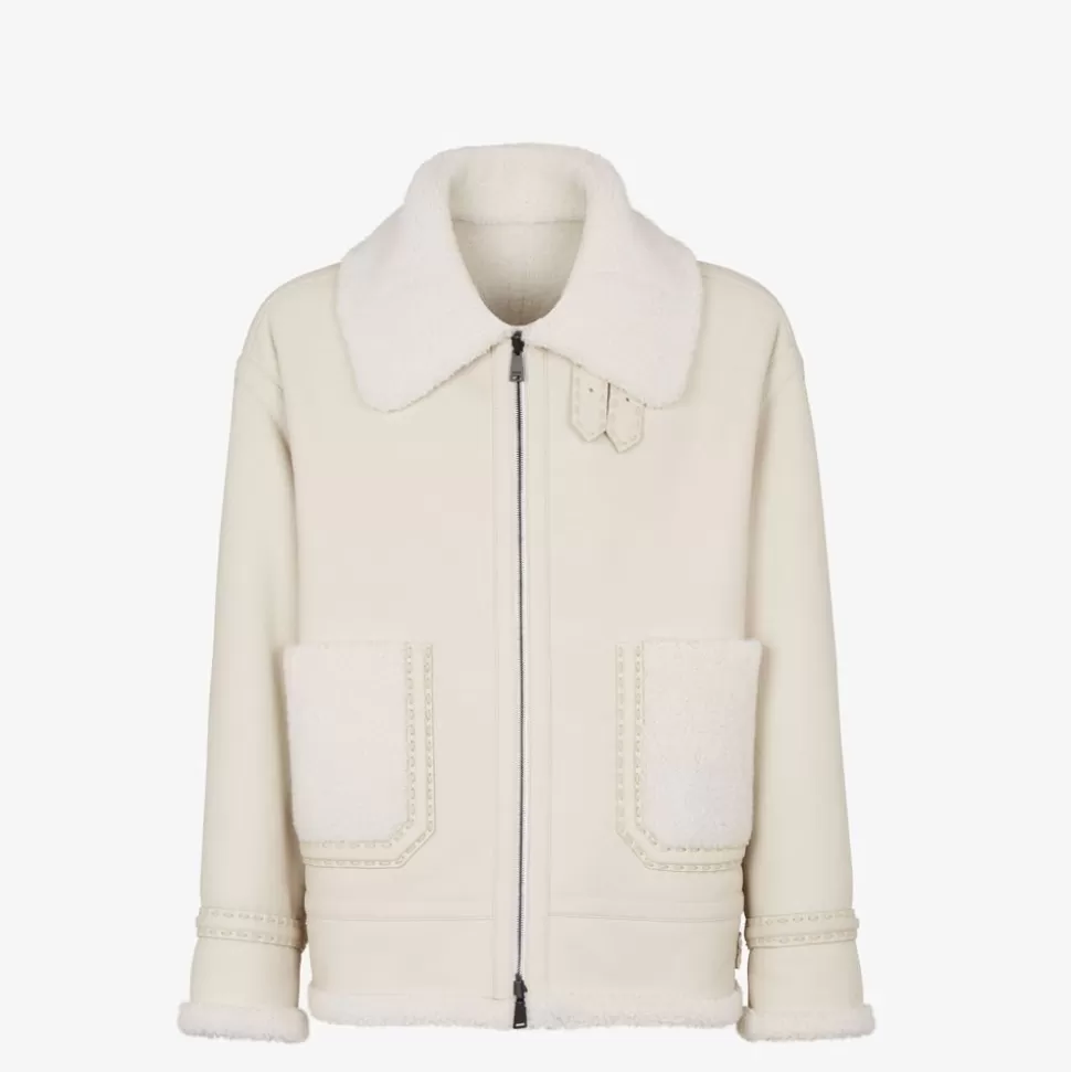 Blouson En Peau De Mouton Blanche | Fendi Sale