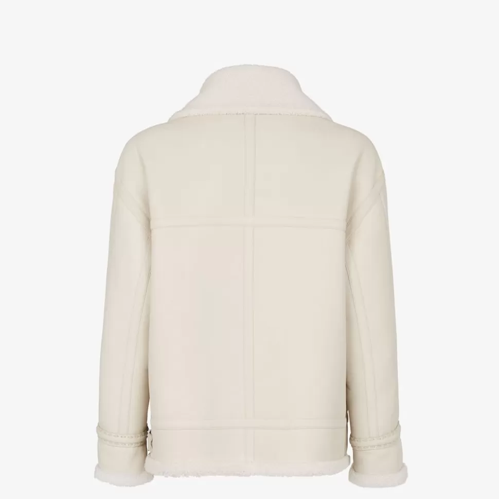 Blouson En Peau De Mouton Blanche | Fendi Sale