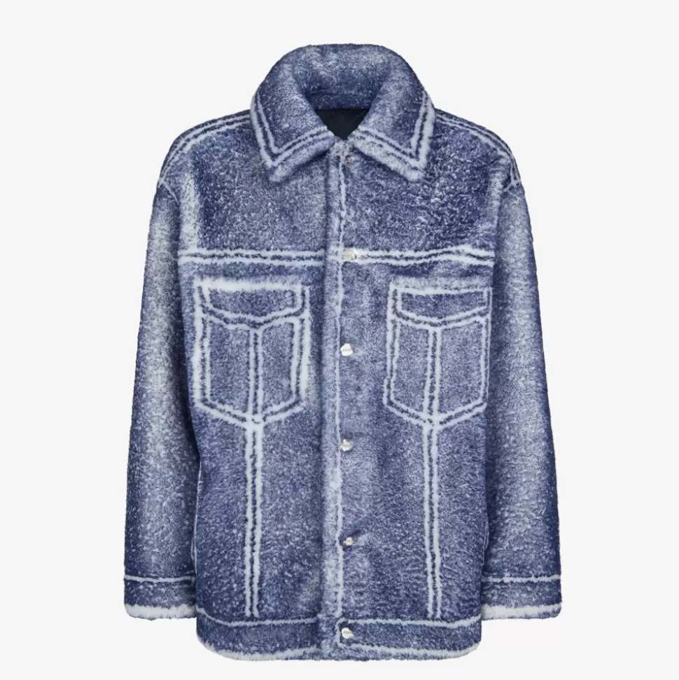 Blouson En Peau De Mouton Bleue | Fendi Shop