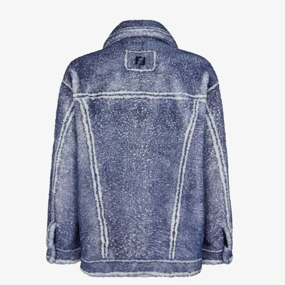 Blouson En Peau De Mouton Bleue | Fendi Shop