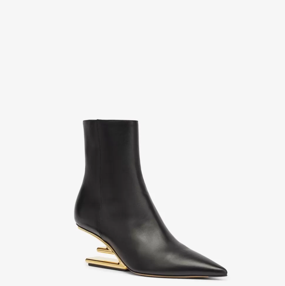 Bottines A Talon Moyen En Cuir Noir | Fendi Clearance