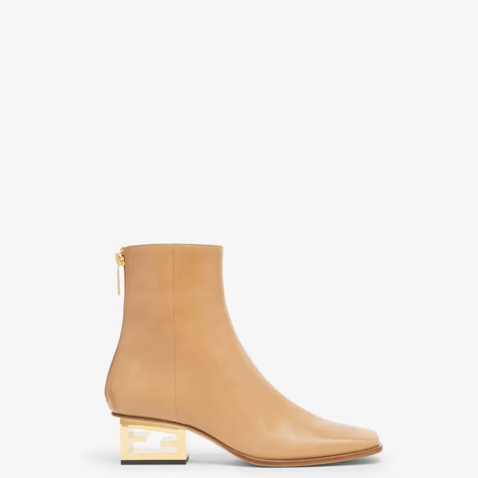 Bottines En Cuir Nappa Beige | Fendi Cheap