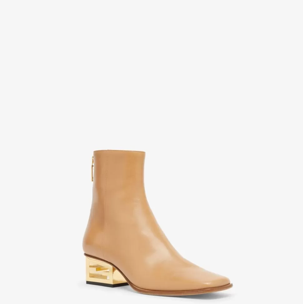 Bottines En Cuir Nappa Beige | Fendi Cheap