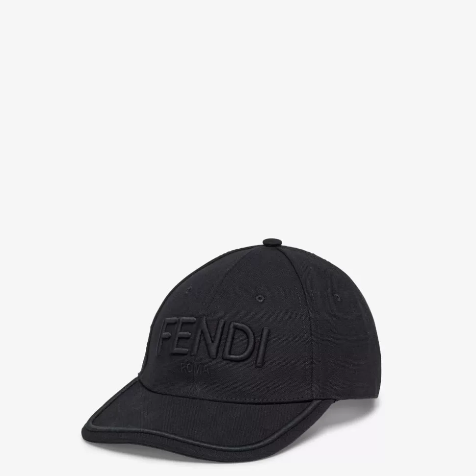 Casquette De Baseball En Toile Noire | Fendi Discount