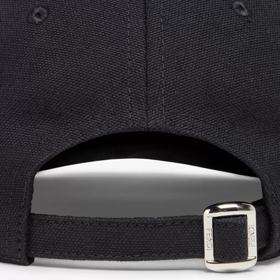 Casquette De Baseball En Toile Noire | Fendi Discount