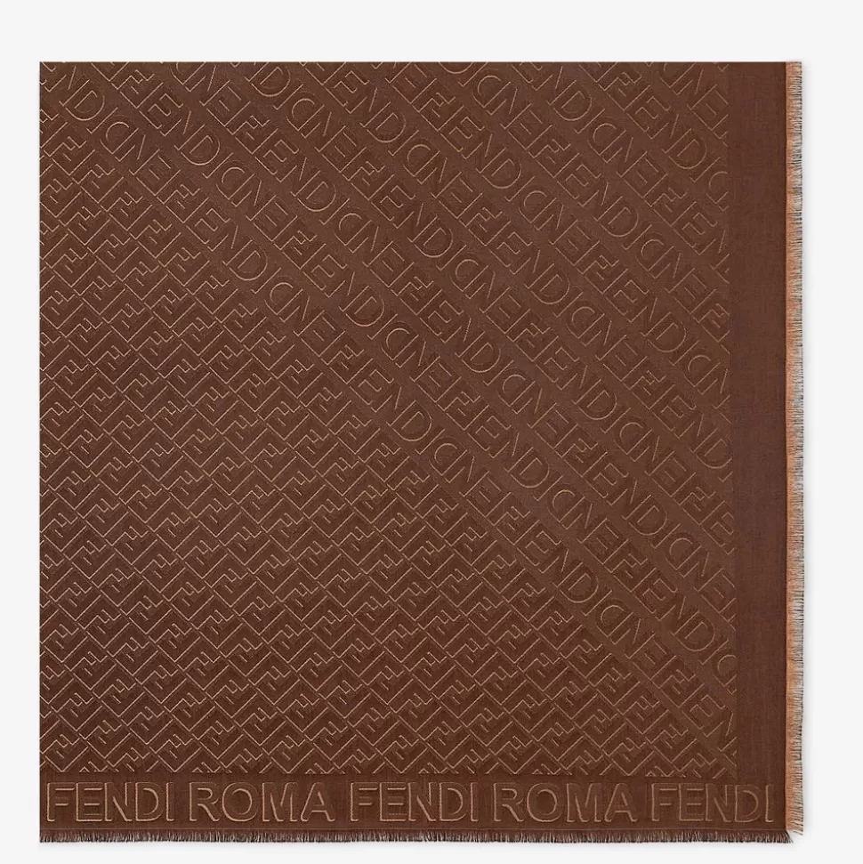 Chale En Soie Et Laine Marron | Fendi Online