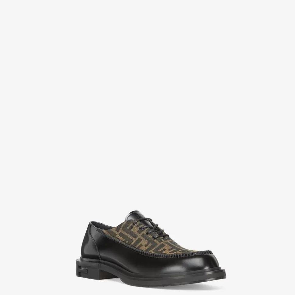 Chaussures A Lacets En Cuir Noir | Fendi Store