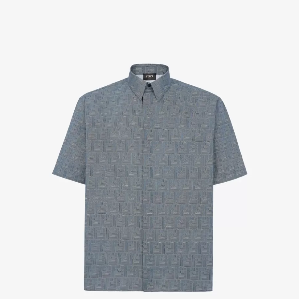 Chemise En Coton Bleu | Fendi Outlet