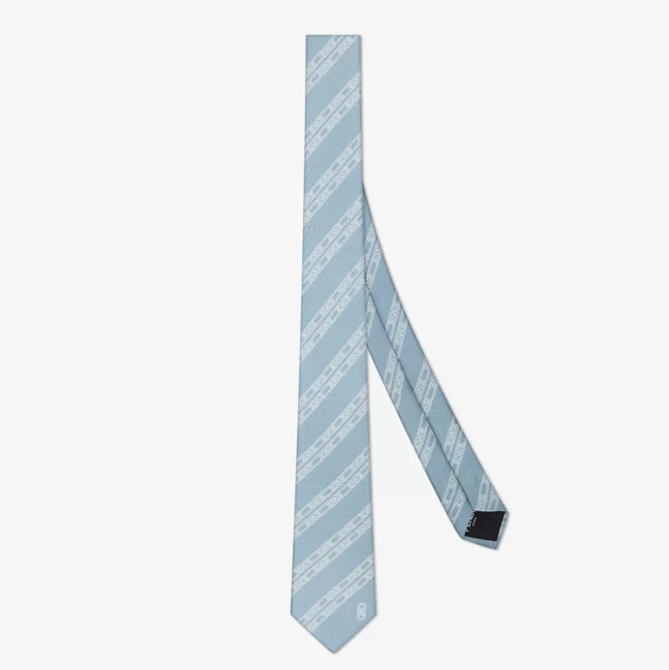 Cravate En Soie Bleu Clair | Fendi Best Sale