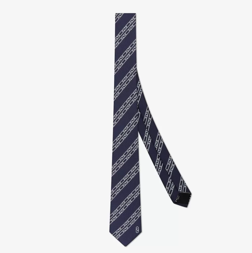 Cravate En Soie Bleue | Fendi Sale