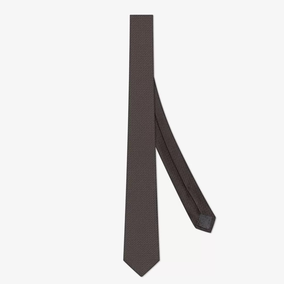 Cravate En Soie Marron | Fendi Outlet