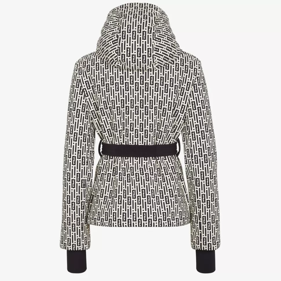 Doudoune En Nylon Imprime Blanc Et Noir | Fendi Discount