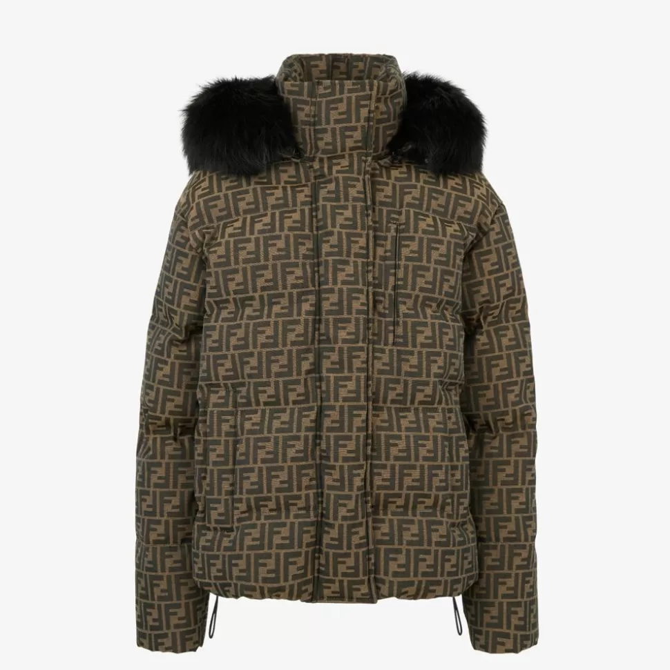 Doudoune En Toile Ff Marron | Fendi Hot