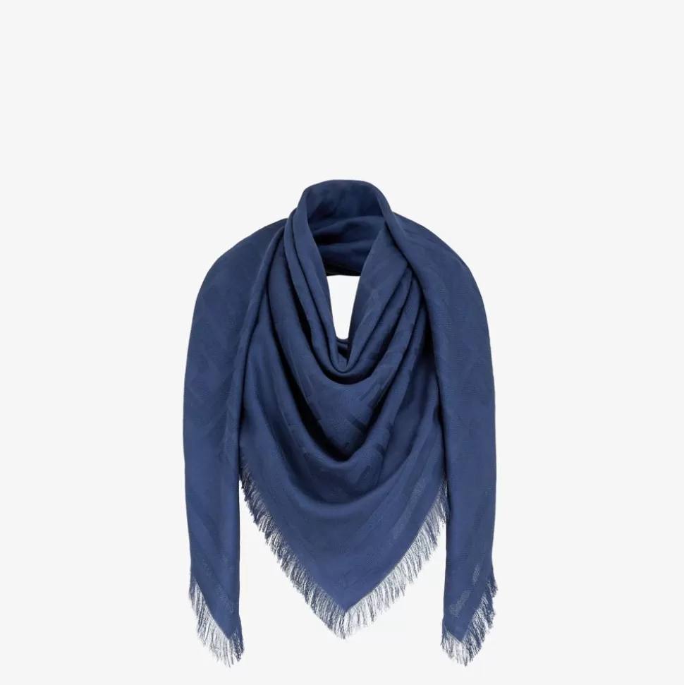 Echarpe En Coton Bleu | Fendi Outlet