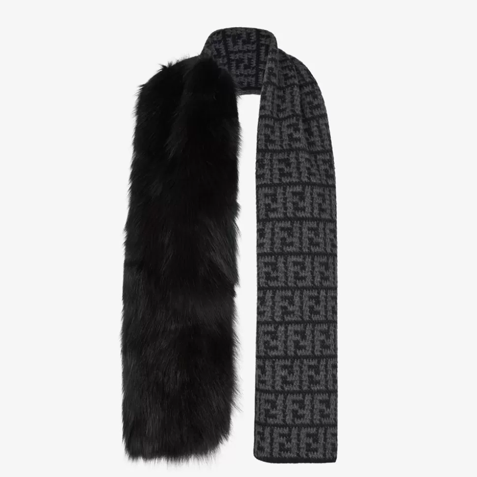 Echarpe En Vison Noir Et Laine | Fendi New