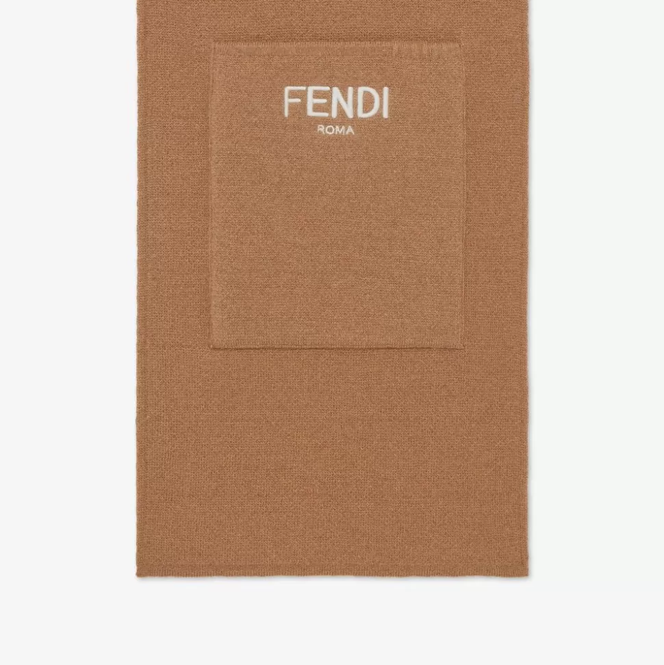 Echarpe Enfant En Laine Reversible Beige | Fendi Store