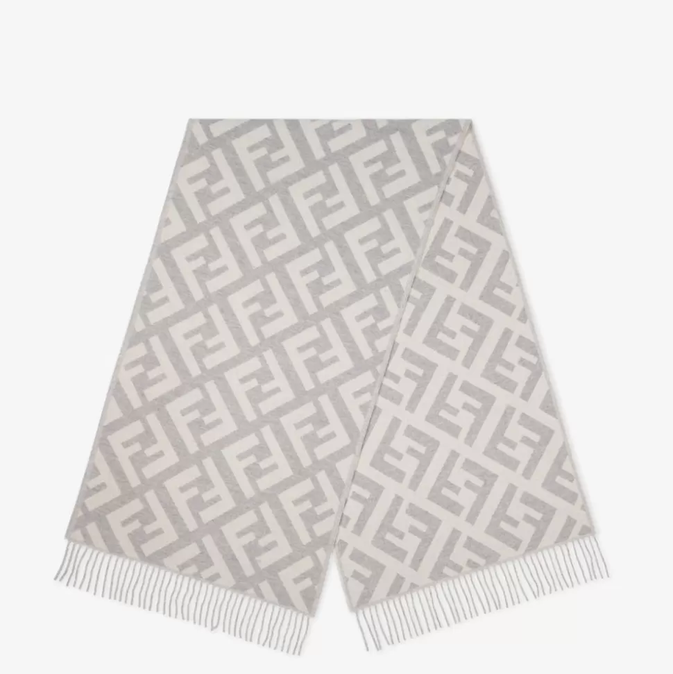 Foulard En Cachemire Gris Clair | Fendi Clearance