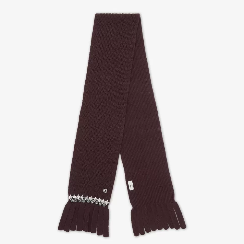 Foulard En Laine Bordeaux | Fendi Fashion