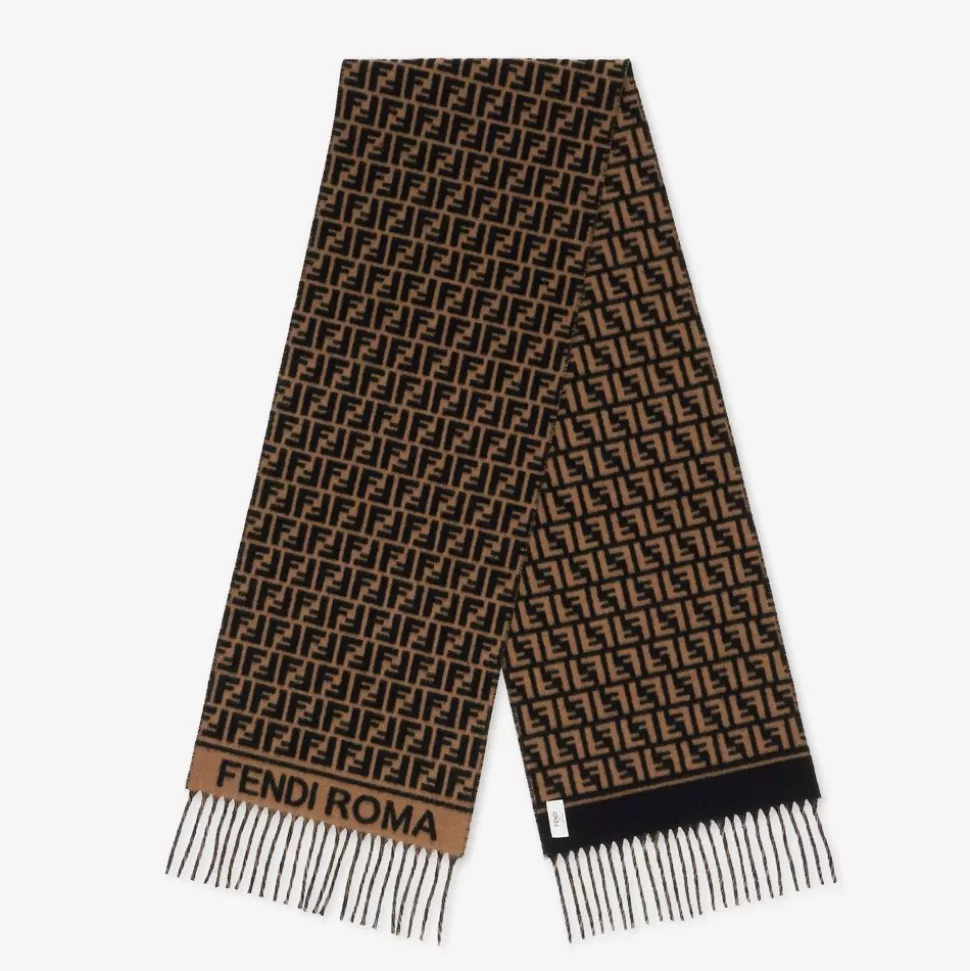 Foulard En Laine Et Cachemire Marron | Fendi New