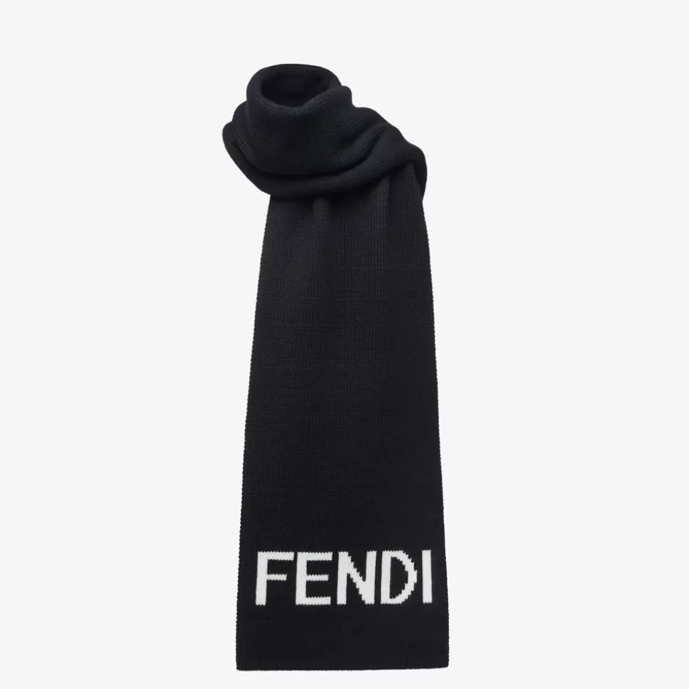 Foulard En Laine Noire | Fendi Store