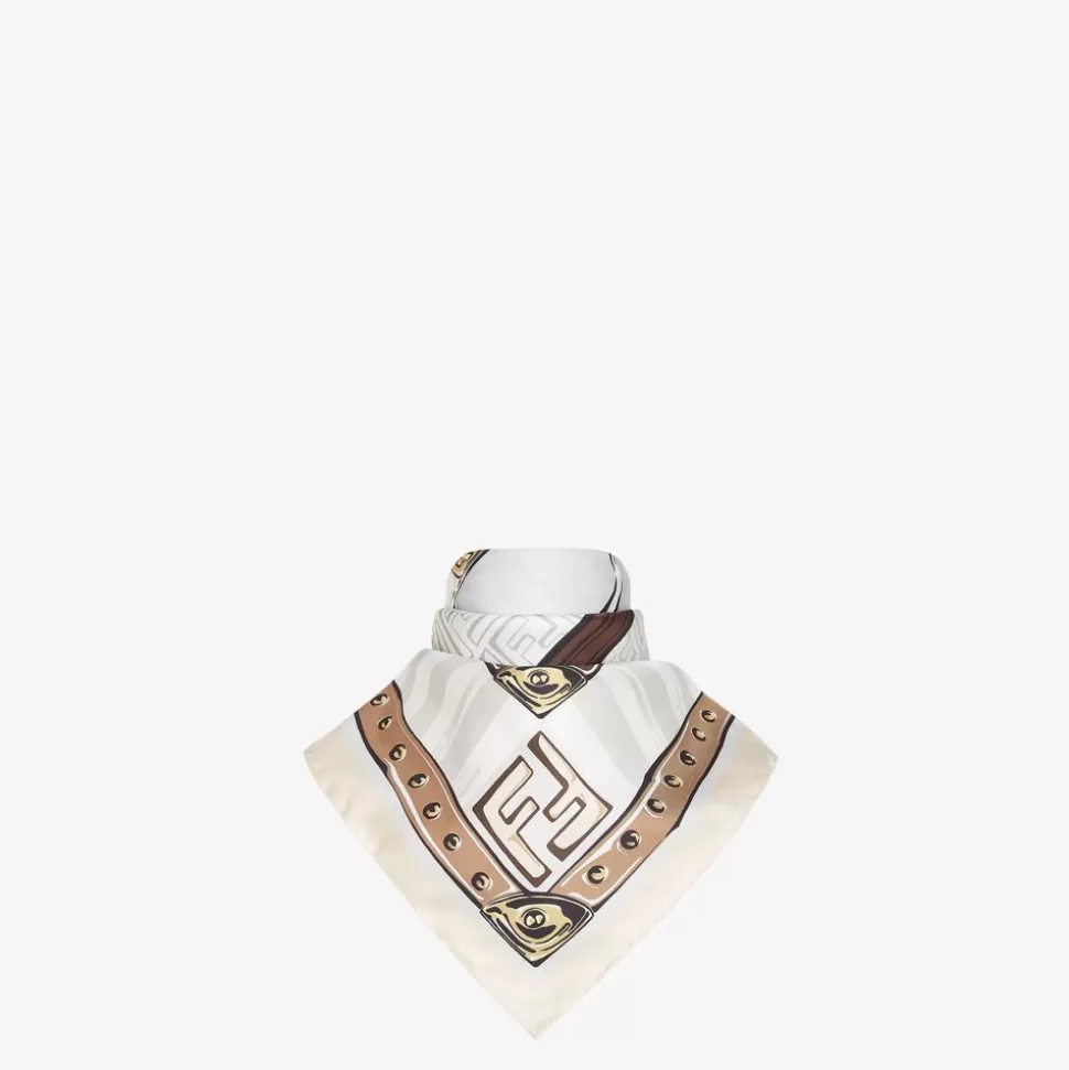 Foulard En Soie Beige | Fendi Store