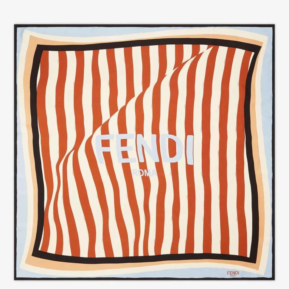 Foulard En Soie Marron | Fendi Shop