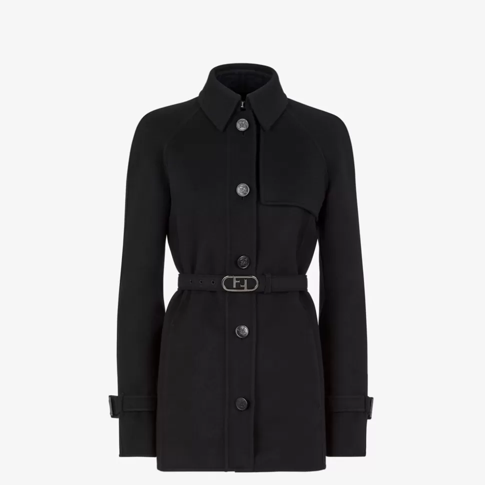 Go-To Jacket En Laine Noire | Fendi Discount