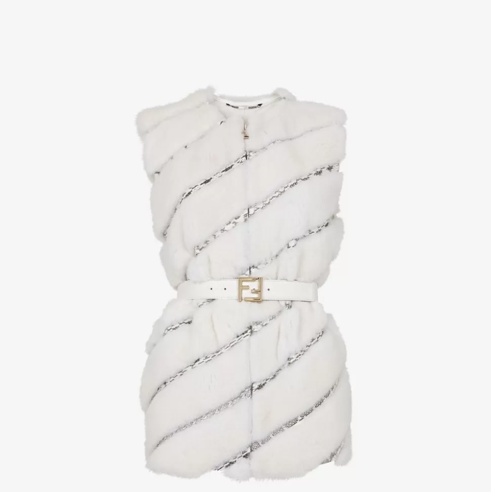 Haut Sans Manches En Vison Blanc | Fendi Shop