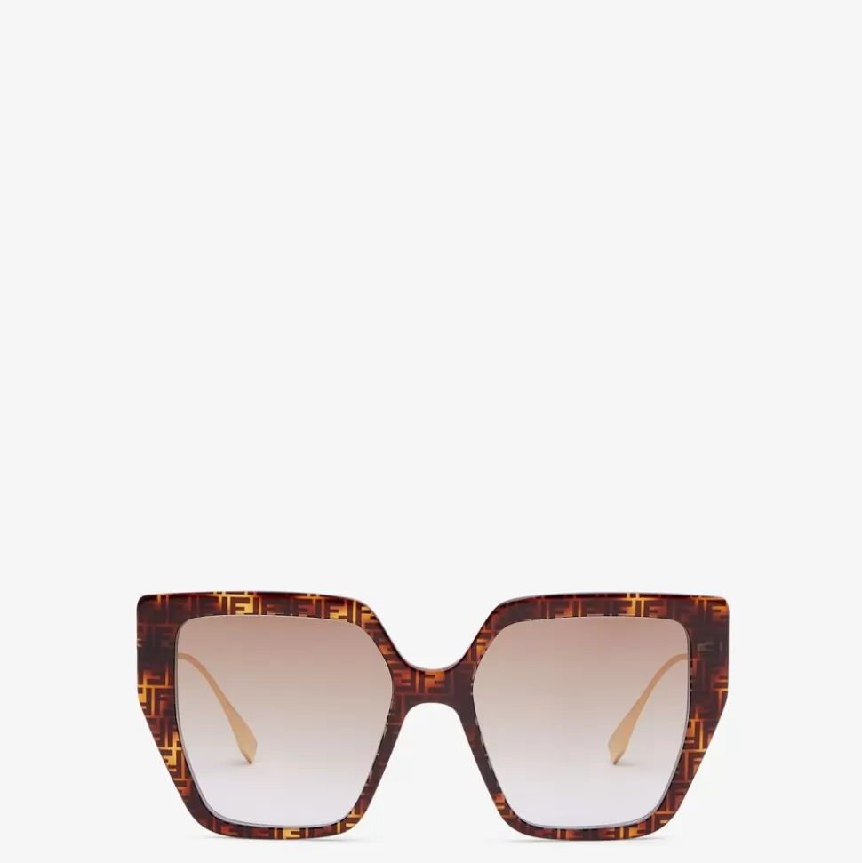 Lunettes De Soleil En Acetate Havane Ff Et Metal | Fendi Store