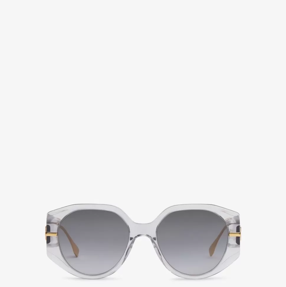 Lunettes De Soleil En Acetate Transparent Gris | Fendi Sale