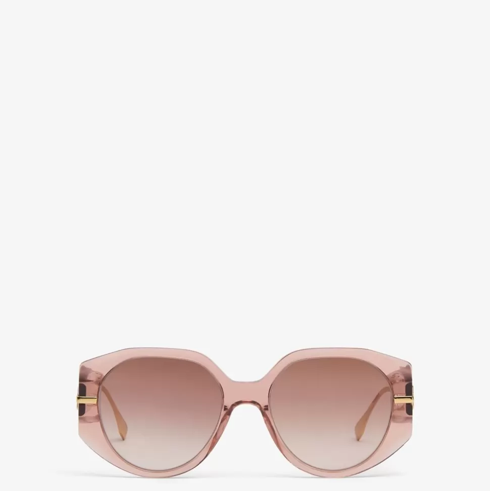 Lunettes De Soleil En Acetate Transparent Rose | Fendi Cheap