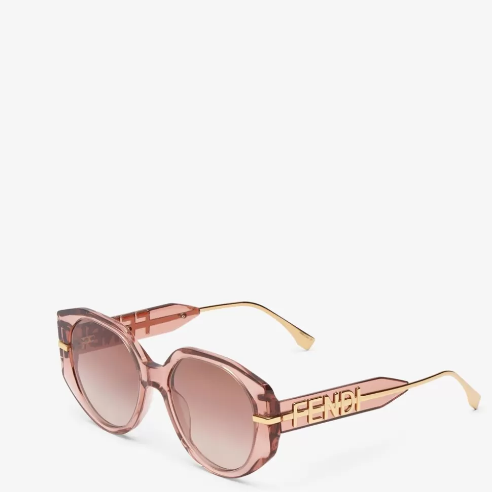 Lunettes De Soleil En Acetate Transparent Rose | Fendi Cheap