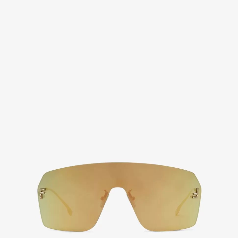 Lunettes De Soleil Masque Dorees | Fendi New