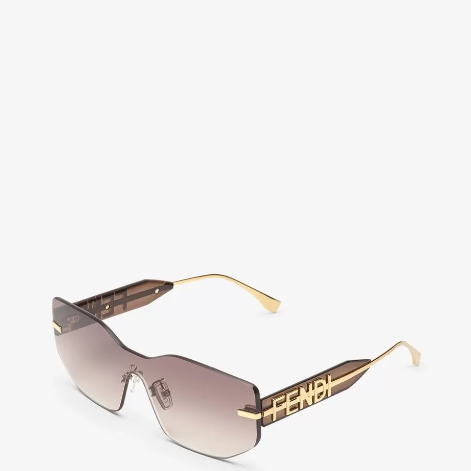 Lunettes De Soleil Masque Marron Fume | Fendi Store