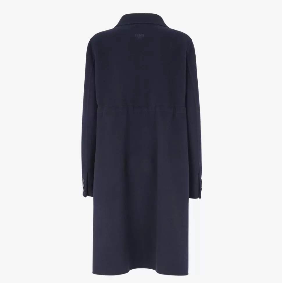 Manteau En Cachemire Bleu | Fendi Hot