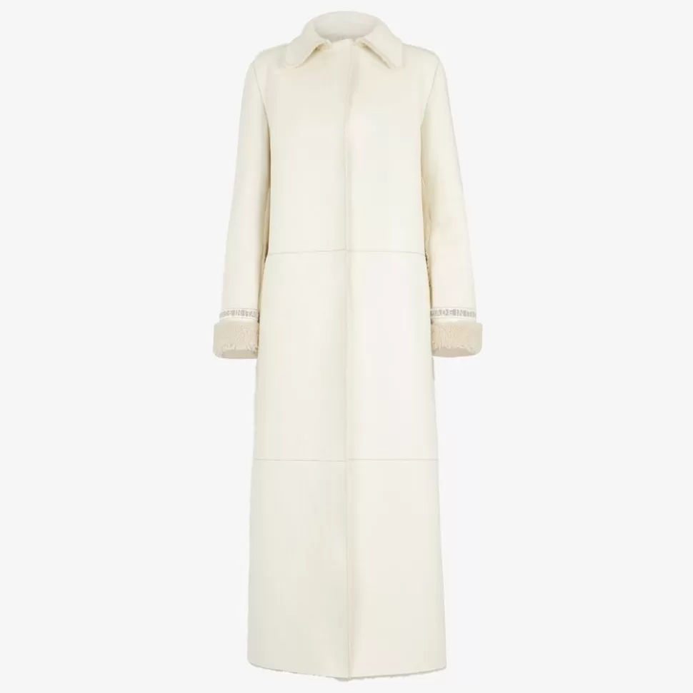 Manteau En Cuir Blanc Et Peau De Mouton | Fendi Online