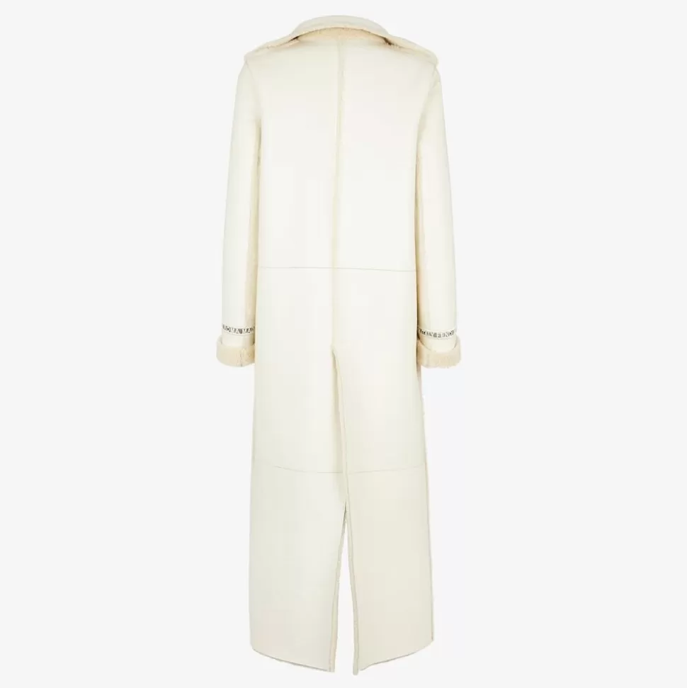 Manteau En Cuir Blanc Et Peau De Mouton | Fendi Online