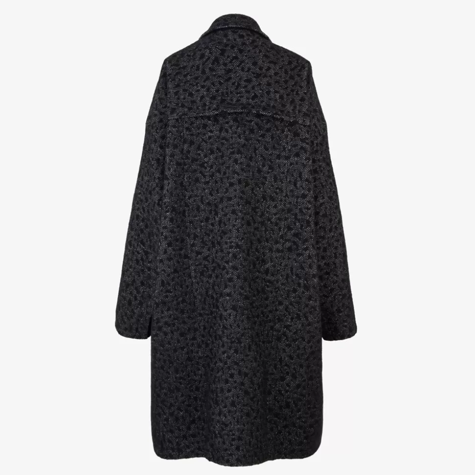 Manteau En Laine A Motif Animalier Noir | Fendi Store