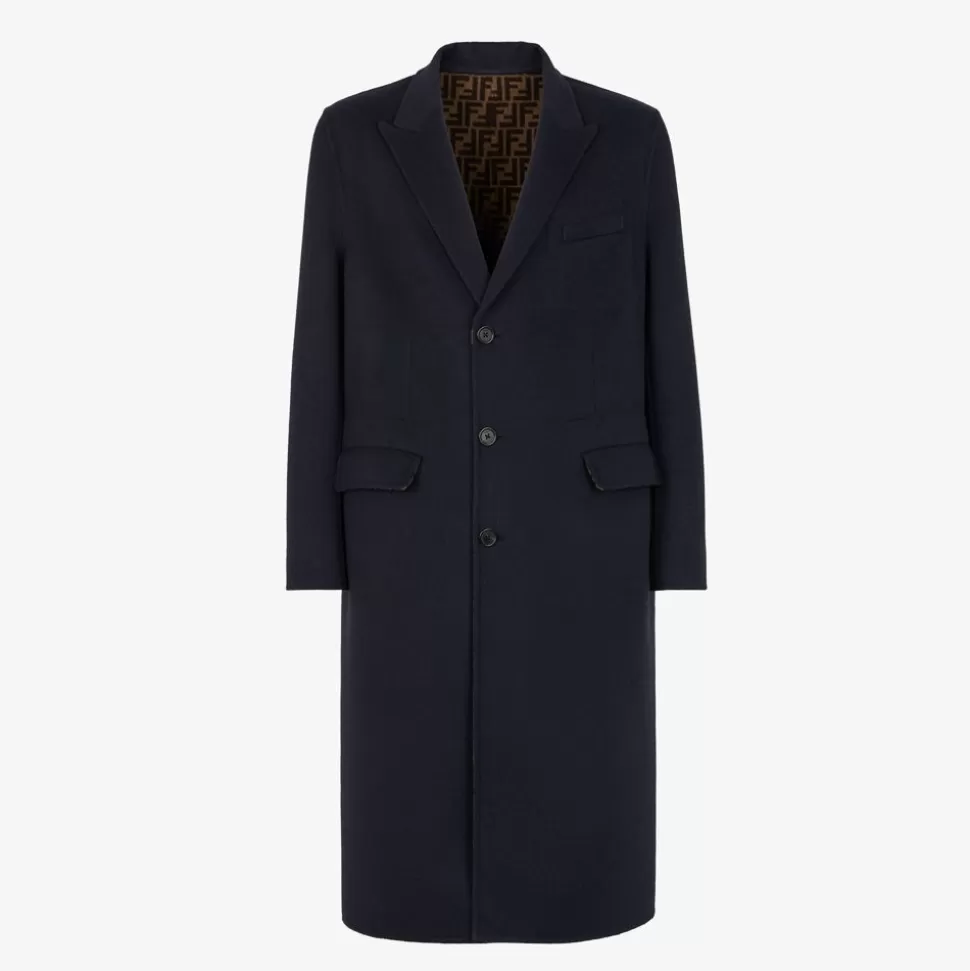 Manteau En Laine Bleue | Fendi Outlet