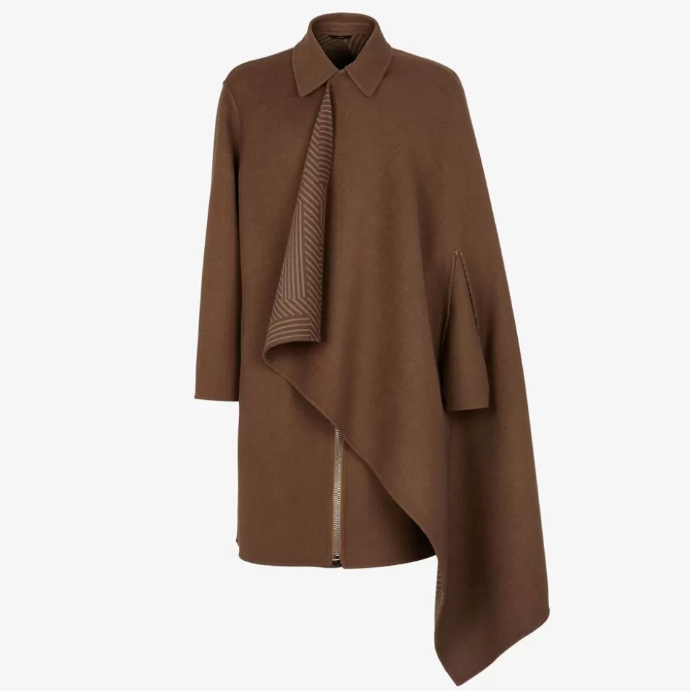 Manteau En Laine Marron | Fendi Fashion