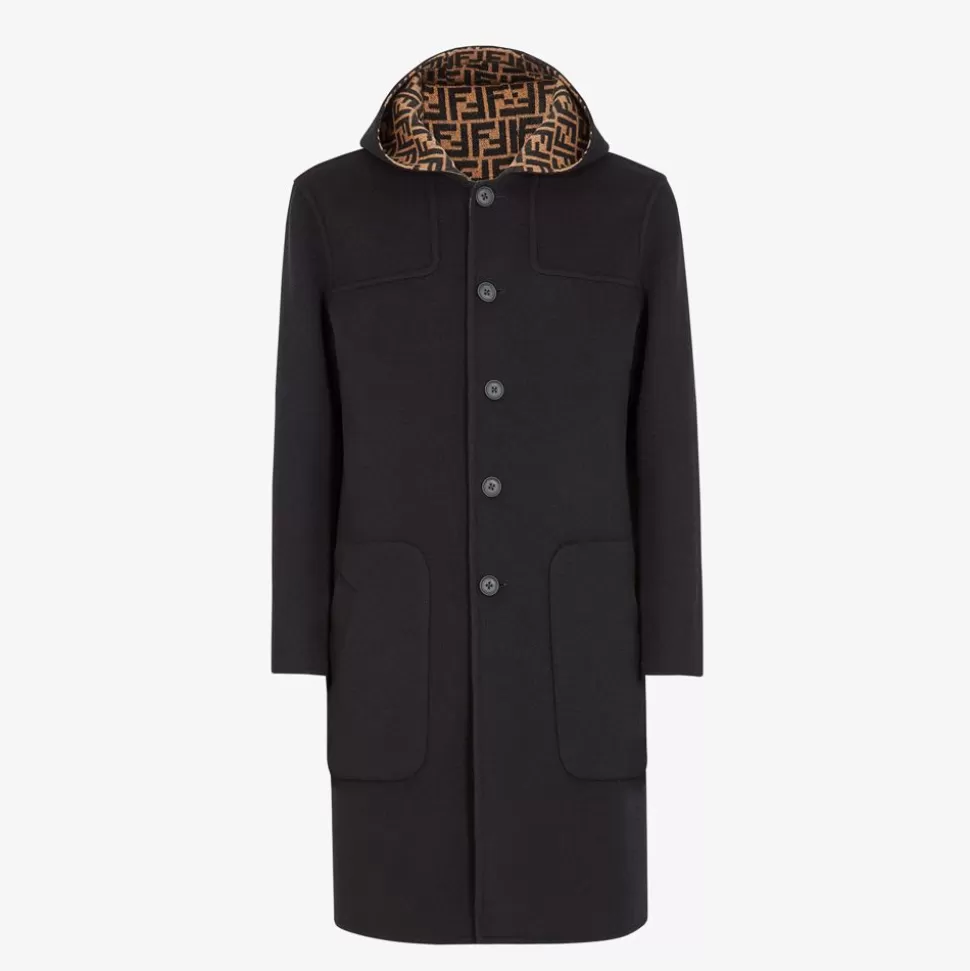 Manteau En Laine Noire | Fendi Fashion