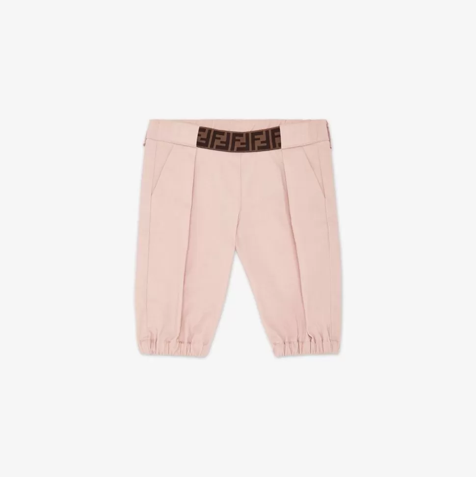 Pantalon En Coton Rose Avec Detail Logo | Fendi Shop