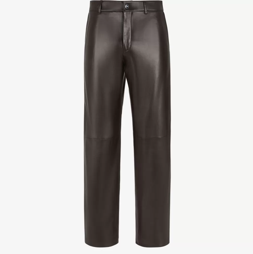 Pantalon En Cuir Marron | Fendi Sale