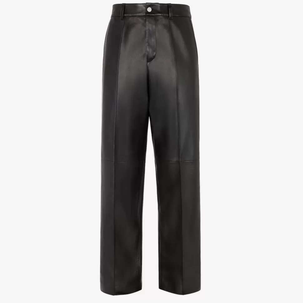 Pantalon En Cuir Plonge Noir | Fendi Fashion